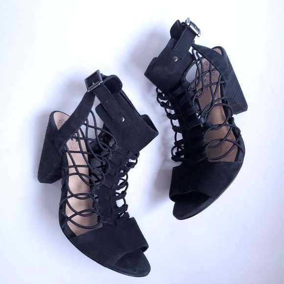 Vince Camuto Shoes - Vance Camuto Black Peep Toe Heel Booties Size 6.5W